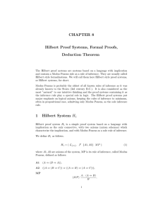 CHAPTER 8 Hilbert Proof Systems, Formal Proofs, Deduction