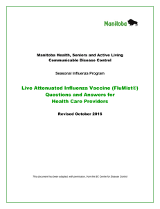 Live Attenuated Influenza Vaccine (FluMist®) Questions and