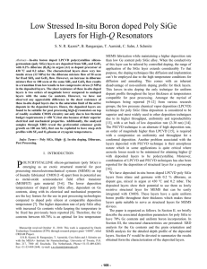 Low Stressed In-situ Boron doped Poly SiGe Layers for High