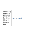 Chemistry Entrance Material for Grade 11 to 12 Answer Key