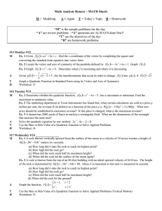 Math Analysis Honors – MATH Sheets M = Modeling A = Again T