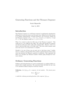 Generating Functions and the Fibonacci Sequence