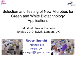 Rob Speight Selection and Testing of New Bacteria.pps