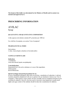 Avilac,syrup (prescribing information)