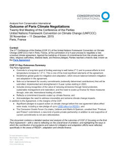 Outcome of Paris Climate Negotiations