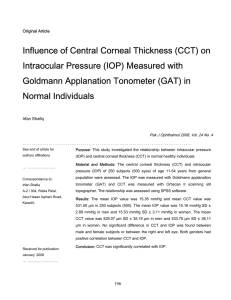 Influence of Central Corneal Thickness (CCT) on Intraocular