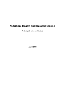 Nutrition, Health and Related Claims