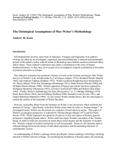 The Ontological Assumptions of Max Weber`s Methodology