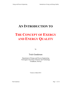 the concept of exergy and energy quality