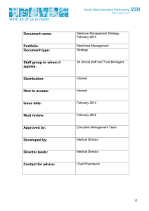 Medicines management strategy - South West Yorkshire Partnership