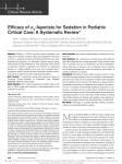 Agonists for Sedation in Pediatric Critical Care: A Systematic Review