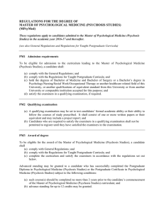 REGULATIONS FOR THE DEGREE OF MASTER OF