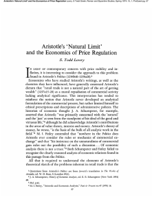 Aristotle`s `Natural Limit` and the Economics of Price Regulation