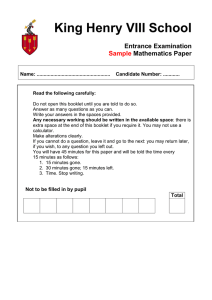 11+ Sample Mathematics Paper