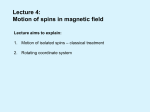 Lecture 4: Motion of spins in magnetic field