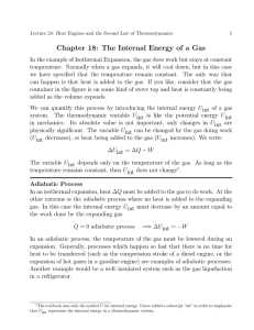 Chapter 18: The Internal Energy of a Gas