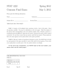 STAT 1222 Spring 2012 Common Final Exam May 3, 2012