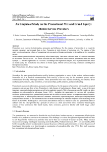 An Empirical Study on the Promotional Mix and Brand Equity: Mobile