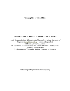 Geographies of friendships - National University of Singapore