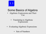 Some Basics of Algebra