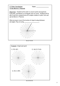 7.7 Polar Coordinates Name: 7.8 De Moivre`s