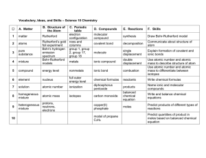 Vocabulary, Ideas, and Skills – Science 10 Chemistry Matter