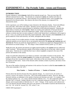 EXPERIMENT 4 – The Periodic Table