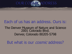 So, our cosmic address is