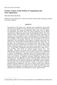 Urinary Amino Acids Profile of Vegetarians and Non