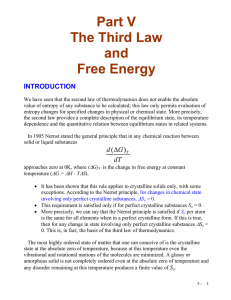 Part V The Third Law and Free Energy