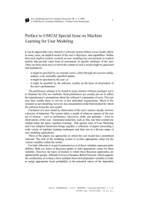 Preface to UMUAI Special Issue on Machine Learning for User