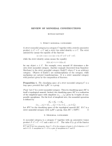 REVIEW OF MONOIDAL CONSTRUCTIONS 1. Strict monoidal