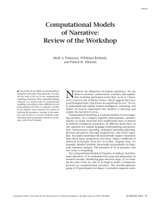 Computational Models of Narrative: Review of the Workshop