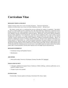 Curriculum Vitae - Population Genetics and Bioinformatics