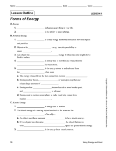 Lesson 1 | Forms of Energy