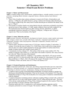 AP Chemistry 2013 Semester 1 Final Exam Review Problems