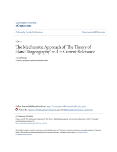 The Mechanistic Approach of `The Theory of Island Biogeography