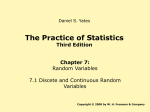 7.1 Discrete and Continuous Random Variables
