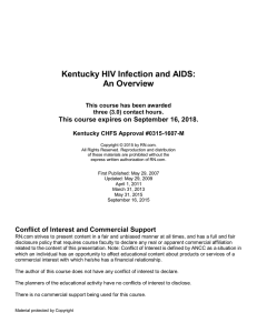 Kentucky HIV Infection and AIDS: An Overview