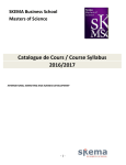 Catalogue de Cours / Course Syllabus 2016/2017