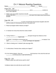 Reading Question Meiosis