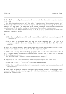 Math 571 Qualifying Exam 1. Let (Y,T ) be a topological space, and
