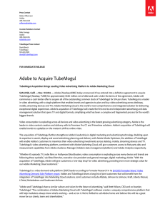 Adobe to Acquire TubeMogul