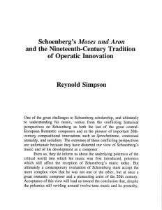 Schoenberg`s Moses und Aron and the Nineteenth
