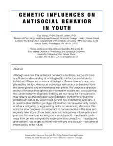 genetic influences on antisocial behavior in youth