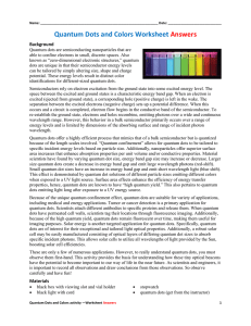 Quantum Dots and Colors Worksheet Answers