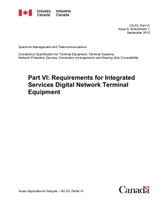 Requirements for Integrated Services Digital Network Terminal