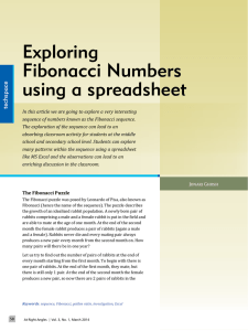 Exploring Fibonacci Numbers using a spreadsheet