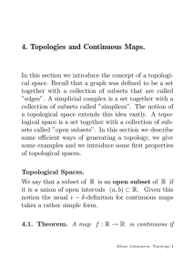 4. Topologies and Continuous Maps.