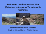 Petition to List the American Pika (Ochotona princeps)